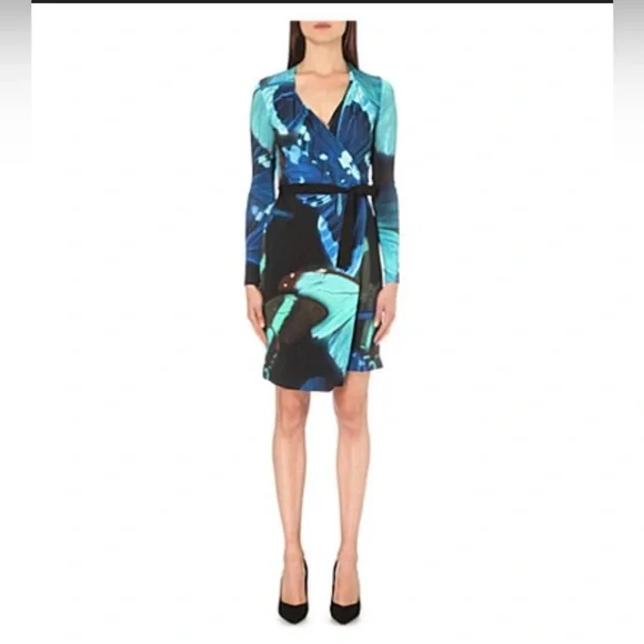 Ted Baker Butterfly Collective blue print wrap Dress .size 3 - Picture 3 of 8